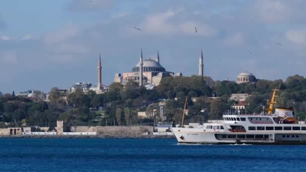 Hagia Sophia Bosfor Statek Stambuł Turcja — Wideo stockowe