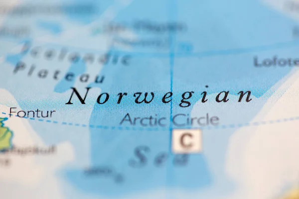 Concentration Sur Localisation Géographique Mer Norvège Large Des Côtes Norvégiennes — Photo