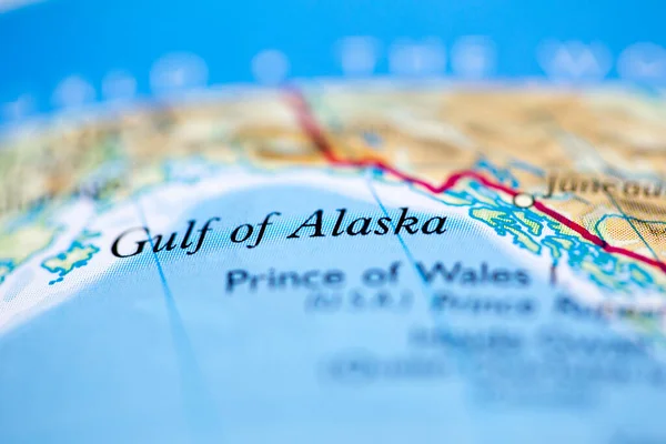 Ondiepe Scherptediepte Geografische Kaart Van Golf Van Alaska Voor Kust Stockafbeelding