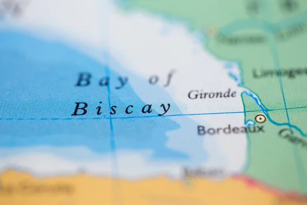 Ondiepe Scherptediepte Geografische Kaart Van Golf Van Biskaje Voor Kust Stockafbeelding