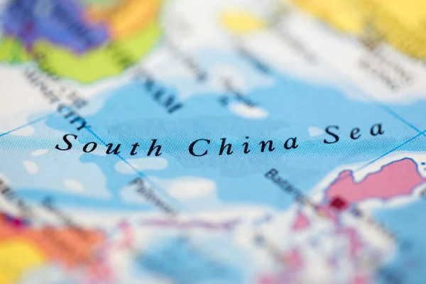 Shallow Depth Field Focus Geografische Kaart Locatie Van Zuid Chinese Stockfoto