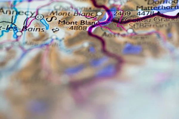 Champ Peu Profond Focalisé Sur Localisation Géographique Mont Blanc France — Photo