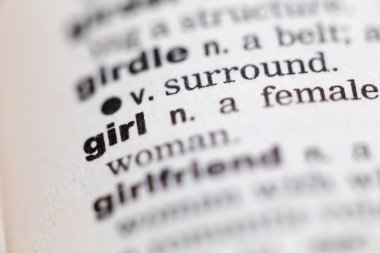 Eski İngilizce sözlük sayfasının kelime kızıyla Macro 'yu kapat