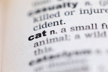 Eski İngilizce sözlük sayfasını kedi kelimesiyle kapat