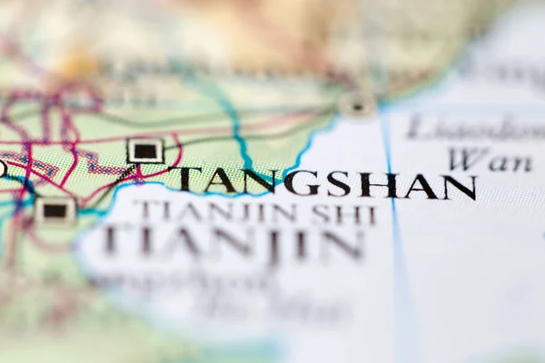 Долинна Глибина Поля Фокусується Географічному Розташуванні Континенту Тангшань Азії Атласах — стокове фото