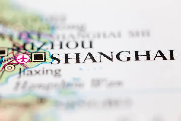Ondiepe Scherptediepte Geografische Kaart Locatie Van Shanghai China Azië Continent — Stockfoto