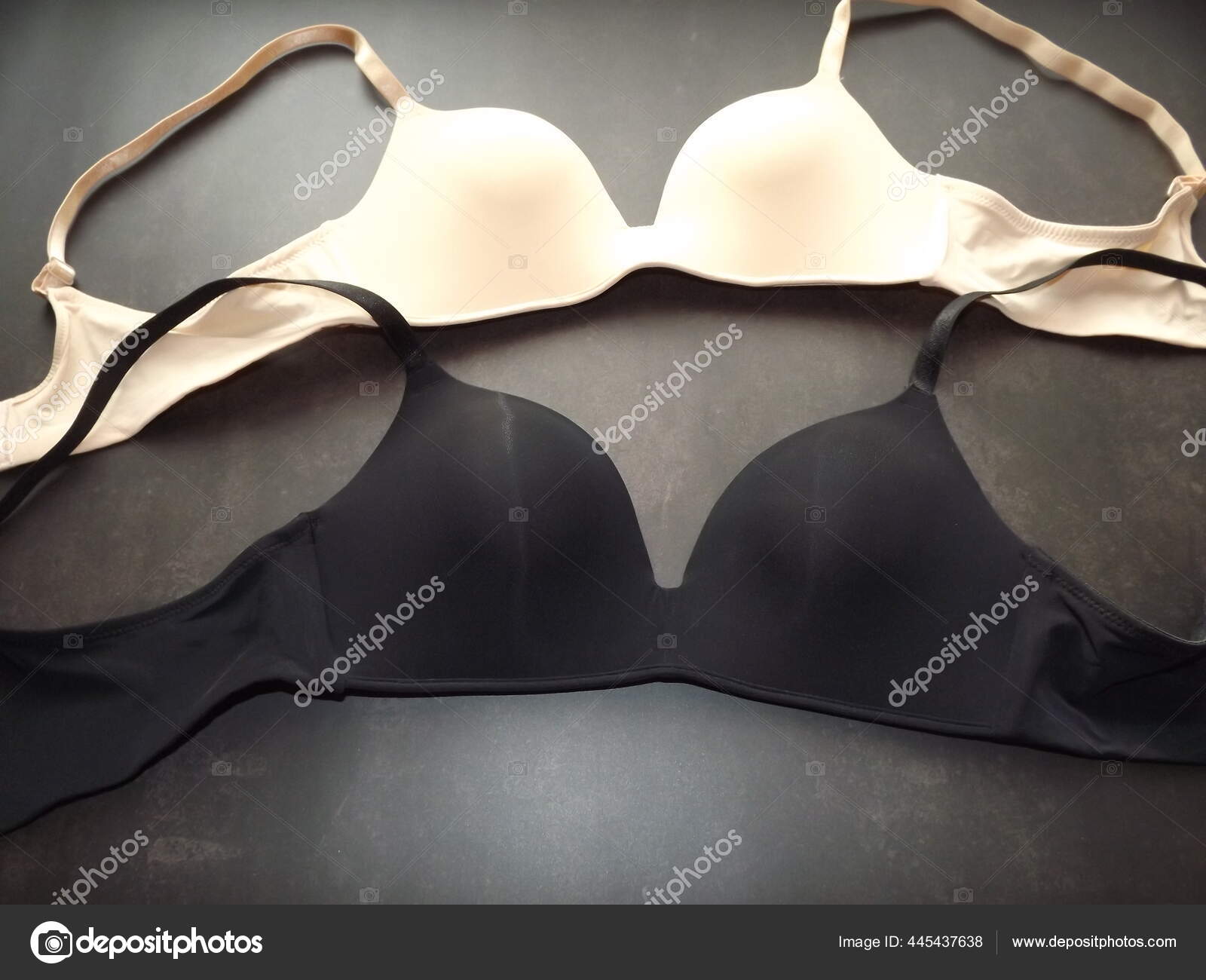 Lots of bras in different shapes and colors close up Stock Photo