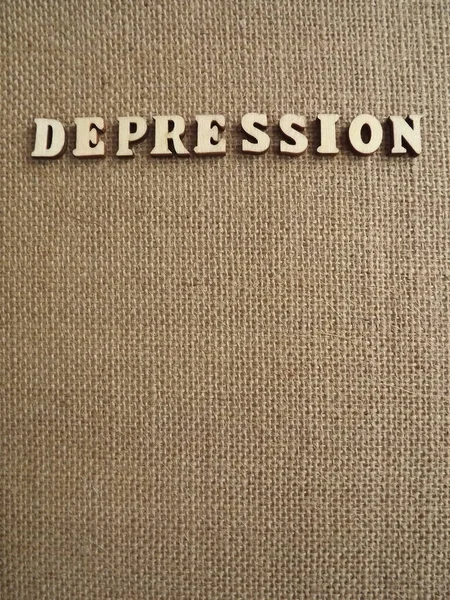 黑底木制字母中的忧郁症 — 图库照片
