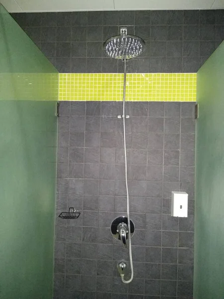 The shower cabin in a public place is gray — Stock Photo, Image