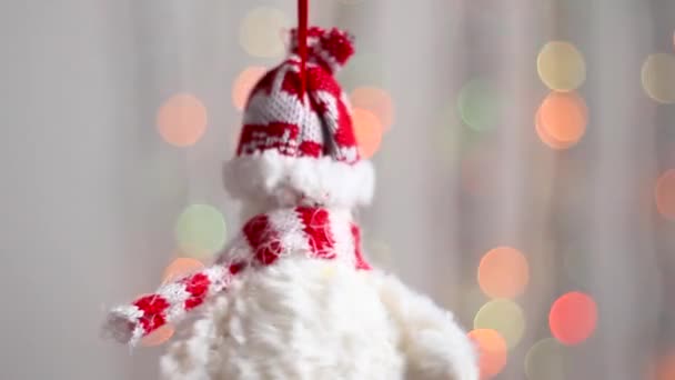 Krásné Vánoční Stromeček Hračka Visí Pozadí Multi Barevné Vánoční Světla — Stock video