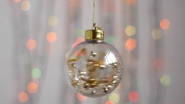 Bonito Brinquedo Árvore Natal Pendura Fundo Luzes Natal Multi Coloridas — Vídeo de Stock