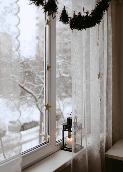 Widok Domu Zimowy Dzień — Zdjęcie stockowe
