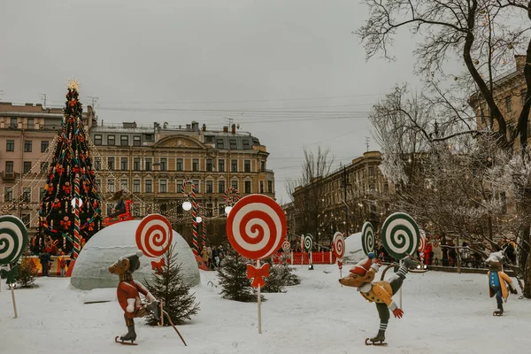 Petrohrad Rusko 2021 Pohled Zimní Ulice — Stock fotografie