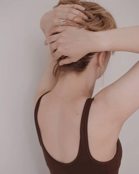 Cuello Pelo Mujer Desde Espalda — Foto de Stock