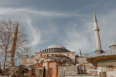 İstanbul, Türkiye - 01 Şubat 2021: İstanbul 'daki Ayasofya Müzesi manzarası