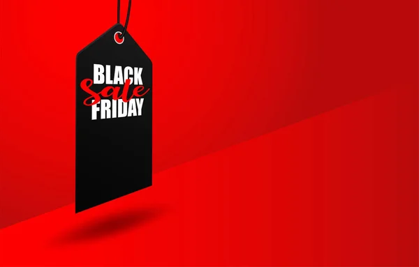 Black Friday Sale Design Mit Etikett Auf Schwarz Rotem Hintergrund — Stockvektor