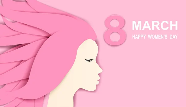 Marzo Fondo Del Día Mujer Feliz Diseño Con Mujeres Estilo — Vector de stock