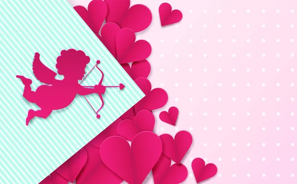 Happy Valentine Day Hintergrund Design Mit Herz Und Amor Auf — Stockvektor