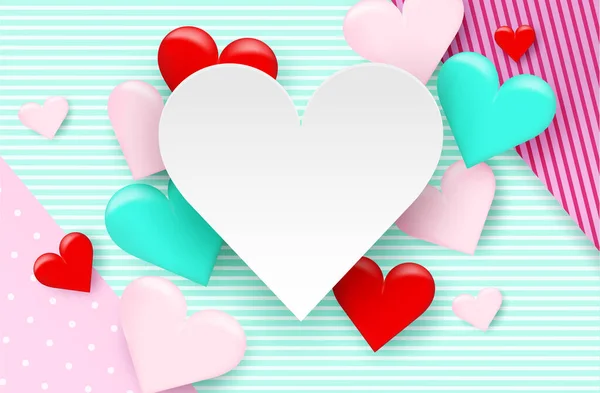 Днем Святого Валентина Design Heart Pastel Background Paper Art Style — стоковый вектор