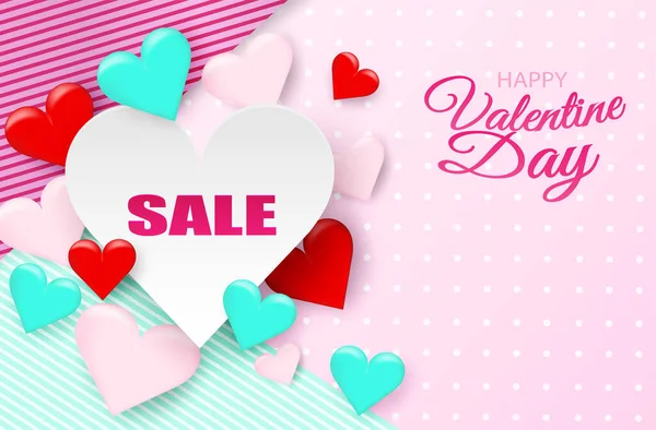 Happy Valentine Day Hintergrund Design Mit Herz Auf Pastellfarbenem Hintergrund — Stockvektor