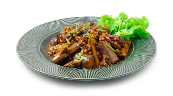 Chinesische Auberginen Mit Hackfleisch Knoblauch Und Chilisoße Sichuan Stil Verzieren — Stockfoto