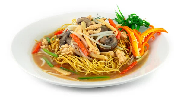 Crispy Noodles Thick Gravy Chicken Xiang Jian Mian Ingredients Bamboo — Stockfoto