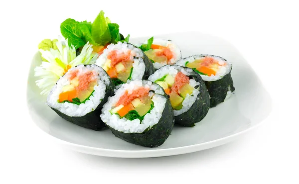 Mentaiko Roll Maki Sushi Plato Japonés Tara Coed Roe Relleno —  Fotos de Stock