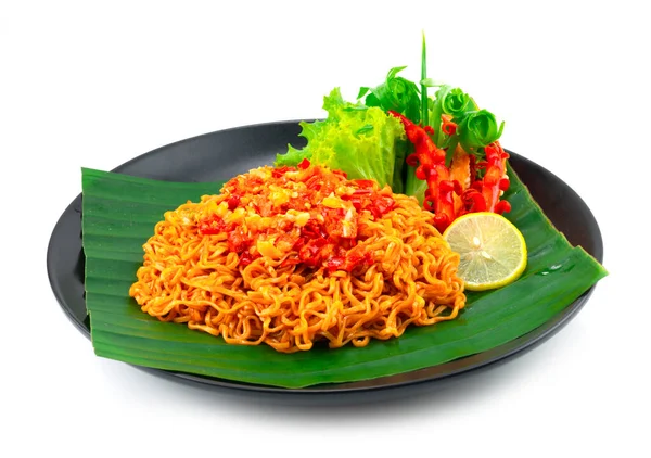 Spicy Instant Noodles Hot Chili Sambal Sauce Popular Indonesia Malaysia — Stock Photo, Image