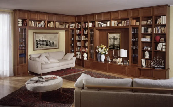 Living room with library environment