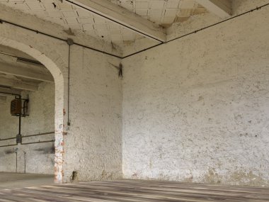 Taş duvarlar ile terk edilmiş atmosfer