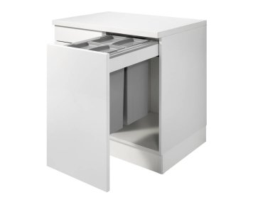 Teçhizatlı çekmeceli mutfak dolabını kapat.