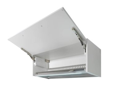 Donanımlı bir mutfak dolabını kapat.