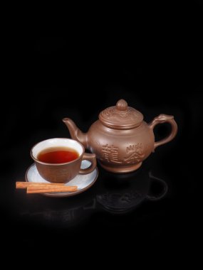 Clay, el yapımı Çin çay töreni için ayarla