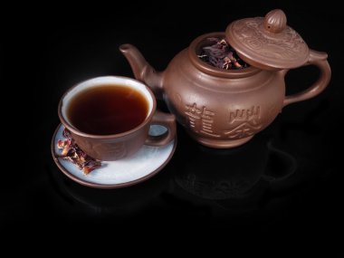 Clay, el yapımı Çin çay töreni için ayarla