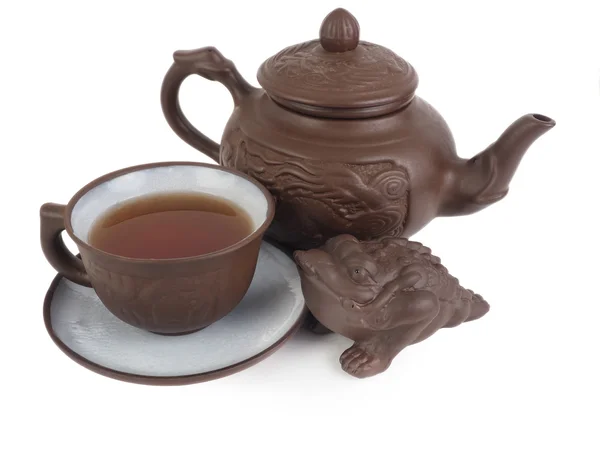 Chinese tea set isolated on a white background — Stock Photo, Image