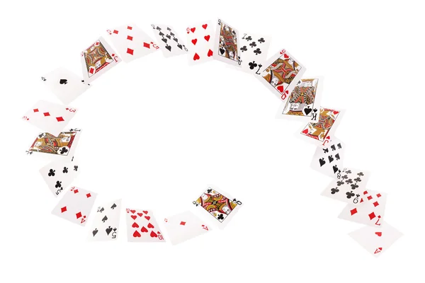 Game cards flying in a spiral. Isolate on white background — Stock Photo, Image