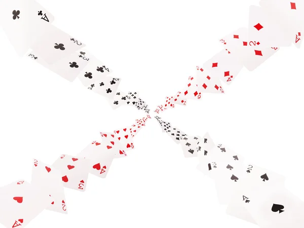 Game cards flying . Isolate on white background — Stock Photo, Image