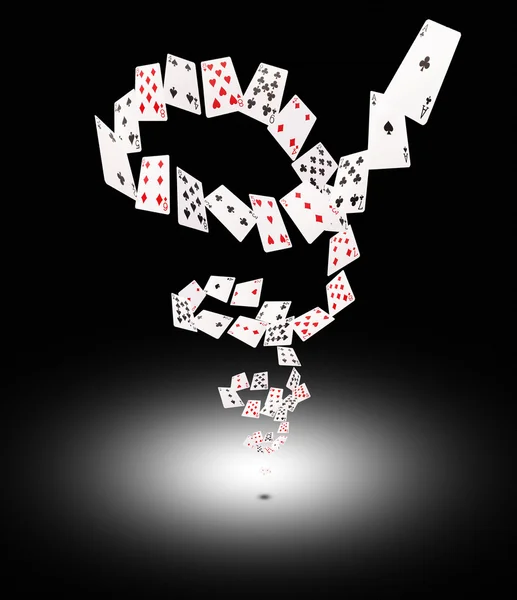 Playing cards flying at the poker table — Stock Photo, Image