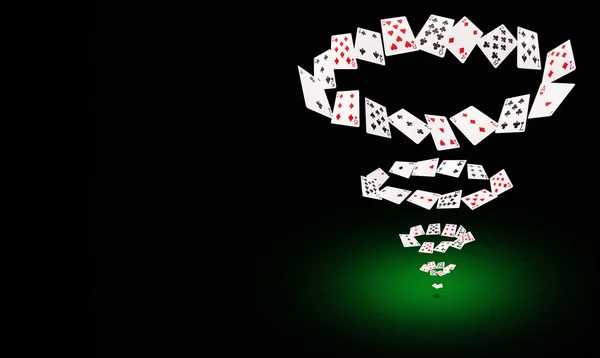 İskambil poker masasında uçan — Stok fotoğraf