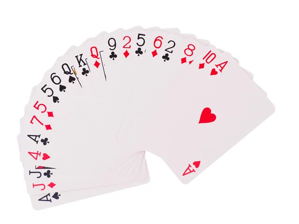 Játék kártyák elszigetelt fehér háttér. — Stock Fotó