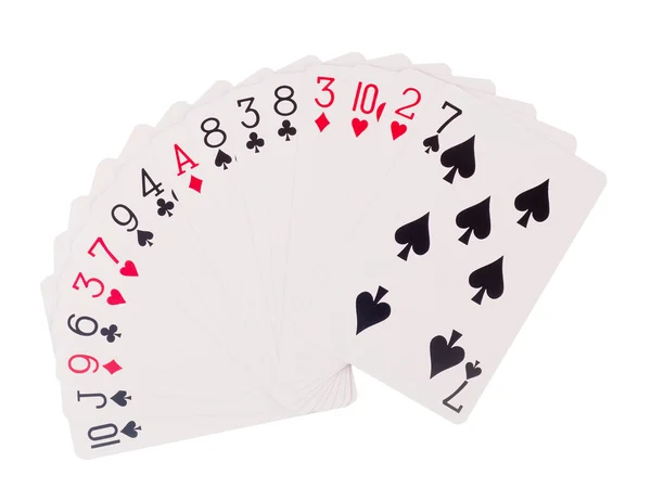 Игральные карты изолированы на белом фоне. — стоковое фото