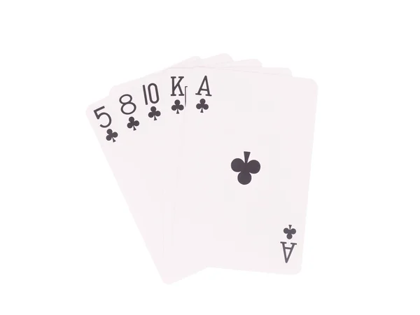 Flush cartas de jogar isolado no fundo branco — Fotografia de Stock