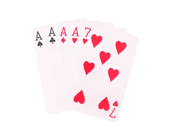 Čtyři z druhu hrací karty izolovaných na bílém pozadí. — Stock fotografie