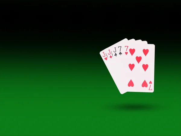 Üç tür iskambil poker masasında — Stok fotoğraf