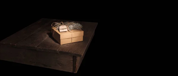 Lagom Swedish Concept Balanced Lifestyle Christmas Craft Box Rustic Table — ストック写真