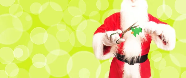 手工自制的概念在彩色背景下感觉到圣诞树玩具 绿色套餐 — 图库照片