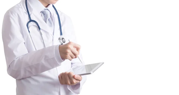 医生用数字平板电脑保健和医药概念 — 图库照片