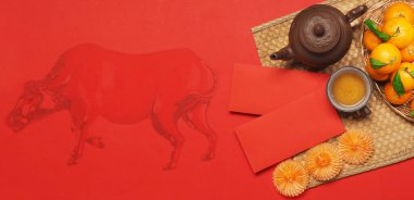 Çin Yeni Yılı. Çin Yeni Yıl Festivali dekorasyonları.