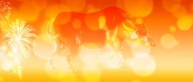 Asya boğası Çin 'in parlak yeni yıl geçmişi üzerine.