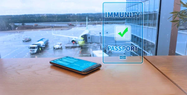 Pasaporte Inmunológico Digital Aeropuerto Concepto Control Covid —  Fotos de Stock